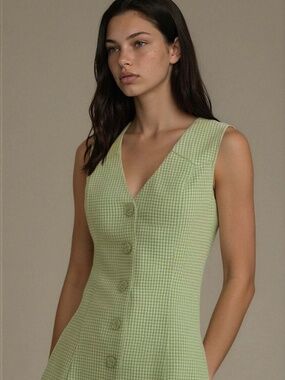 Gingham Button-Front A-Line Mini Dress